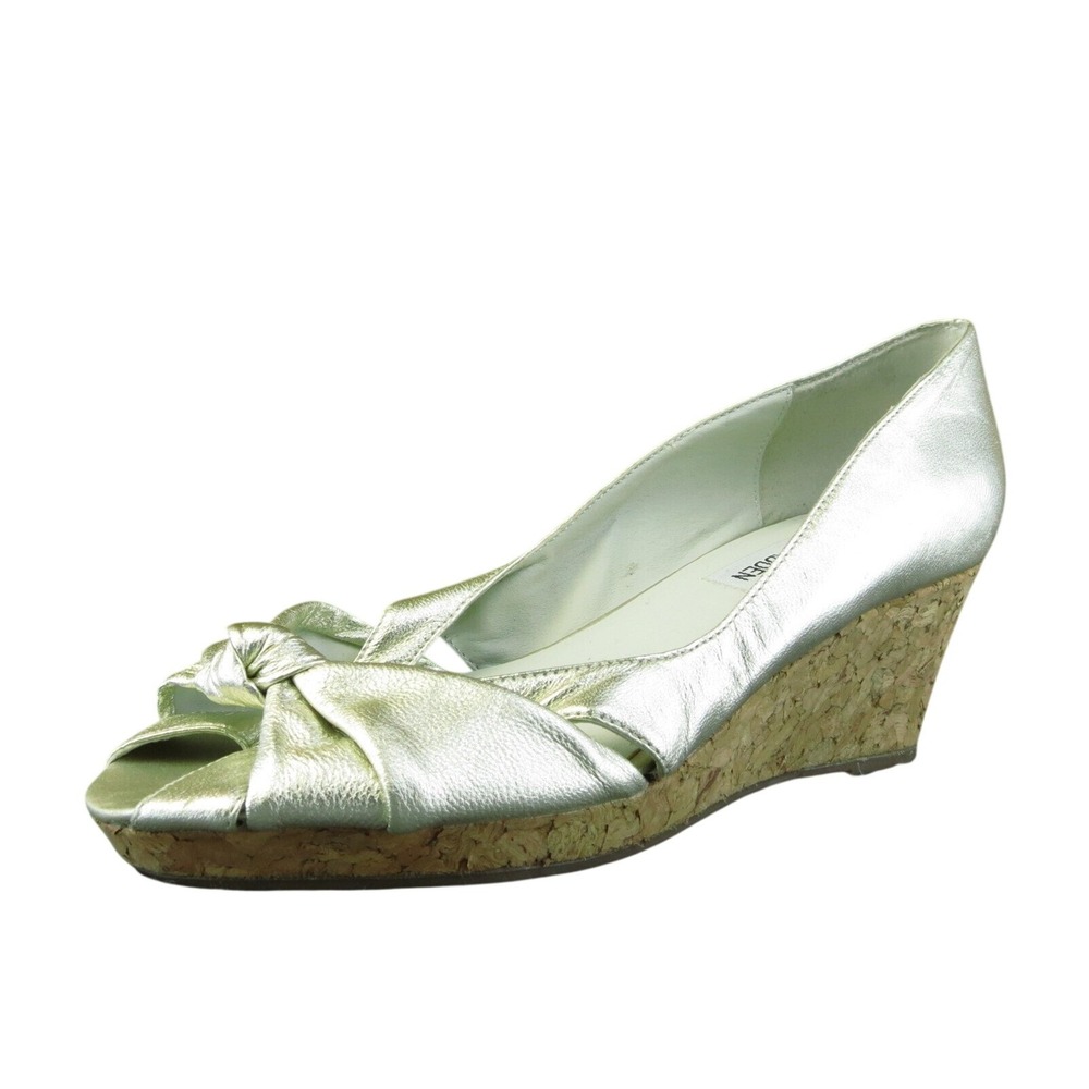 Steve Madden Lolie Women Peep Toe Heel Shoes‎ Size 8 Medium Gold Leather